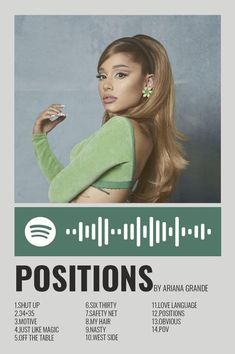 a poster with an image of ariana grandee on it's back side