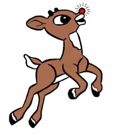 a cartoon deer jumping up in the air with its tongue out and eyes wide open