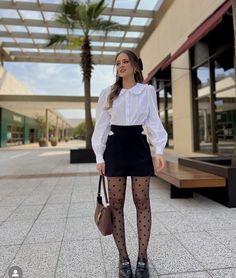 Mocassin Outfit, Black Loafers Outfit, Loafer Outfits, Moccasins Outfit, Polka Dot Tights, Loafers Outfit, Business Outfits Women, Casual Work Outfits, Business Outfits