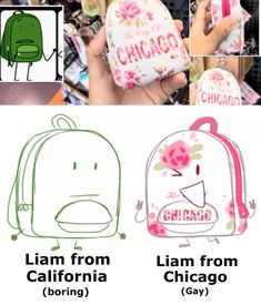 the back to school backpacks are being displayed in different styles and colors, with text describing