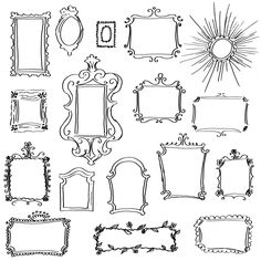 a set of ornate frames and signs