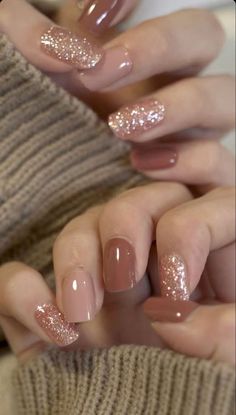 Glitter Gel Nails, Short Acrylic Nails Designs, Nail Designs Glitter, Short Acrylic Nails