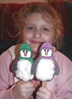 Penguin Stick Puppets Winter Crafts Preschool, Penguin Theme, Penguin Crafts, Penguin Craft, Penguins And Polar Bears, Penguin Party, Christmas Teaching, Winter Art Projects