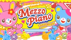 an advertisement for mezzo piano assorted gummy candies with cute cartoon characters