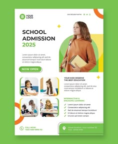 School Admission Flyer Template PSD School Admission Brochure, School Flyers Ideas, School Admission Flyer Design, School Pamphlet Design, Educational Flyer Design, Admission Poster Design, School Promotion, Educational Flyer, Educational Template