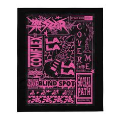 a black and pink bandana with various designs on it, including the words'power to