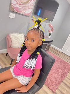 Black Toddler Hairstyles Girl Braids, Toddler Girl Braids, Cute Kid Hairstyle, Kid Braid Styles With Beads, Kids Braided Hairstyles Black Children, Natural Hairstyles For Black Kids, Lil Girl Hairstyles Braids, Rubber Band Hairstyles For Kids