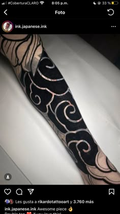 a person with a tattoo on their arm and leg is shown in an instagramture