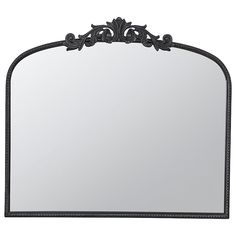 an ornate black frame mirror on a white background