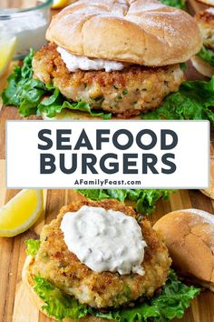 two crab cakes with lettuce and mayonnaise on top