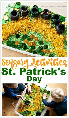 an easy st patrick's day activity for toddlers to do with coins and shamrocks