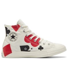 Converse Chuck Taylor All Star High 'Deck of Card' Egret/Black/Enamel Canvas Shoes/Sneakers High Deck, High Top Chucks, Shoes And Socks, Custom Boots, Converse Sneakers, Painted Shoes, Converse Chuck Taylor All Star, Dream Shoes, Bobby Brown