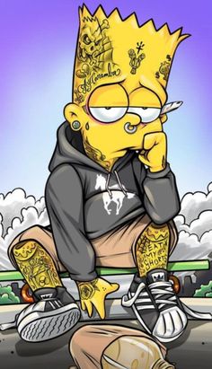 Premade Background, Body Illustration, Bart Simpson Art, Simpsons Tattoo, Add Background, Trippy Cartoon, Image Dbz, Simpsons Drawings, Dope Cartoons