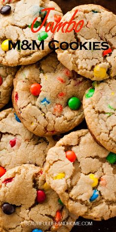 cookies with m & m candies on top and the title above it reads, cookie m & m cookies