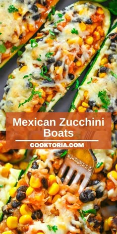 mexican zucchini boats with black beans and corn