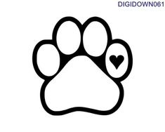 a paw with a heart on it and the word digidowns written below