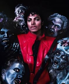 michael jackson as michael jackson surrounded by zombies in the film happy halloween, directed by tim burton