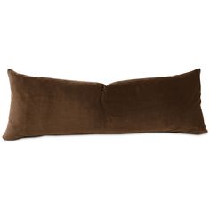 a brown pillow on a white background with no one in the room to see it