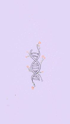 an image of a purple background with flowers and a spiral design on the bottom right corner