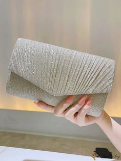 BirdinBag - Chic Glitter Mini Envelope Bag with Chain Flap - Ideal for Weddings, Proms, and Parties Silver Bag, Dream Prom, Gold Bag