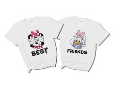 Sister Disney Shirts, Disney Besties, Disneyland Ideas, Minnie Mouse And Daisy Duck, Disney Best Friends, Friends Design, Twin Shirts, Disney 2024, Matching Disney Shirts