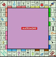 a game board with the words matrimony on it