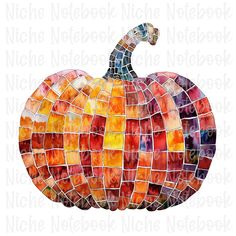 a mosaic pumpkin is shown on a white background