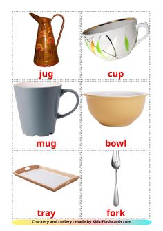 four different types of cups and spoons are shown in this graphic above the words