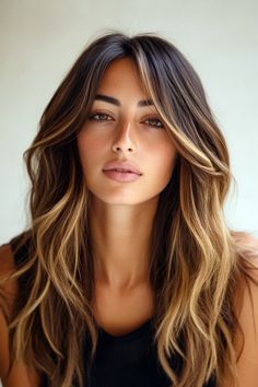 From Honey to Platinum: 18 Fall Hair Color Inspirations for Blondes Fall Hair With Curtain Bangs, Face Frame Highlights With Bangs, Balayage Hair Blonde With Bangs, Layed Hair With Curtain Bangs, Balayage Hair With Curtain Bangs, Curtain Bangs With Balayage, Layered Long Hair With Curtain Bangs, Bayalage Caramel, Wispy Layered Hair