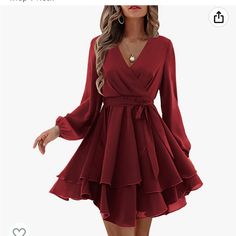 Ordered This Dress And It Arrived Too Late. Never Worn. Handbag Necklace, Neck Wrap Dress, Summer Wrap Dress, Wrap Dress Long Sleeve, Wrap Dress Short, Elastic Waist Dress, Sandals Beach, Dress Aesthetic, Ruffle Mini Dress