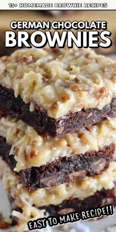 Easy Homemade Brownies, German Chocolate Brownies, Homemade Brownies Easy, Brownie Desserts Recipes, Brownie Desserts, Homemade Brownies