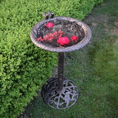 Invite birds to play in your backyard with our Round Cast Aluminum Metal 32-in Bronze Bird Bath with Hummingbirds. This traditional style sculpture will look good in your yard alone or among other pieces. It's perfect for attracting birds to bathe, drink and eat! This bird bath takes only a few minutes to set up making it a perfect gift for anyone. Unlike the other cheap low quality concrete and plastic resin bird baths, this one is constructed out of all solid cast aluminum. The weight of the b Hummingbird Bird Bath, Wall Panels Bedroom, How To Attract Birds, Manufactured Stone, Peel And Stick Tile, Mosaic Stone, Porcelain Mosaic, Kitchen Mirror, Stick On Tiles