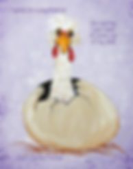 a painting of a bird sitting on top of a white object with an orange beak