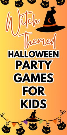 halloween party games for kids with witches and pumpkins