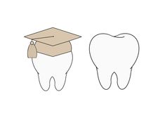 a tooth with a graduation cap on it and another one in the process of graduating