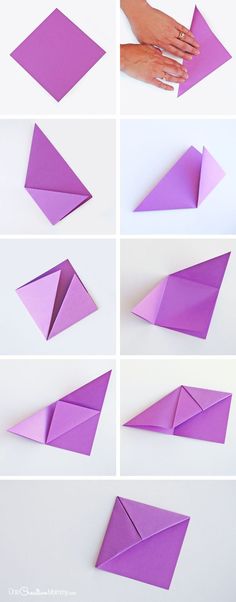 the steps in how to make an origami paper bird with pictures on it