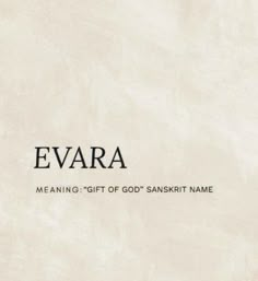 the cover of evara meaning - gift of god's sancti name