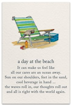 a card with an image of a beach chair