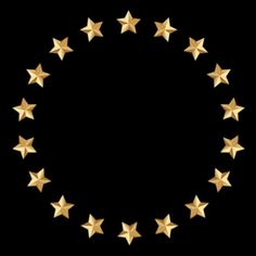 gold stars arranged in a circle on a black background