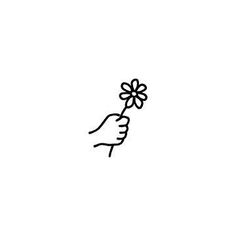 a drawing of a hand holding a flower