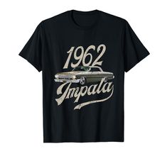 a black t - shirt with an old car and the words 1932 impala on it