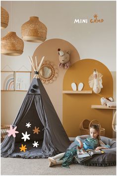 Awaken wonder with MINICAMP's Grey Fairy Play Tent, draped in soft tulle and adorned with charming pom-poms. A haven for imaginative minds, it transforms playrooms, living spaces, or gardens into enchanted landscapes. Hand-sewn with love in Lithuania, this play tent reflects our dedication to craftsmanship and the magic of childhood. Perfect for both special celebrations and everyday play, it's an exquisite decor item that ensures joy and creative fun for everyone. Teepee For Kids, Exquisite Decor, Good Birthday Presents