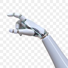 a robotic hand with wires attached to it's thumb, on a white background