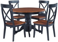 a table with four chairs around it and one chair on the other side, in black