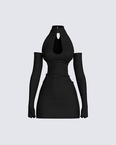 Black Dress With Sleeves, Black Dress Outfits, Fake Nail, Nature Tattoos, Hot Spots, Dress Outfit, Edgy Outfits, Cutout Dress