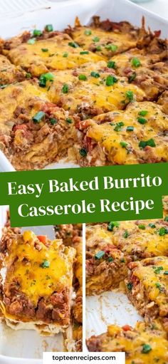 an easy baked burrito casserole recipe with cheese