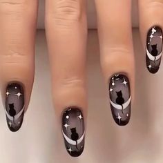 New In Box 24 Pcs Press On Nails Black Cat Spooky Mystical Nail Art At Home, Nagel Tips, Nail Forms, Halloween Nail Art, Nail Accessories, Nail Kit, Nail Art Diy, Nails On Fleek