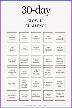 When you're looking for personal growth tips, you're probably looking for a 30-day glow-up challenge to learn how to glow up in a day. I'll talk about a one-month glow-up challenge. I gathered some self care ideas, also known as a glow up plan or a glowup checklist. Learn more about a better me challenge that shows you how to glow up in 30 days. Also known as a 30-day self-development challenge or a 30-day personal development challenge. 15 days glow up ch Glow Up In A Day, Glow Up In 30 Days, Glowup Checklist, Better Me Challenge, Glow Up Board, Glow Up Plan, Glow Up Checklist, Glow Up Challenge