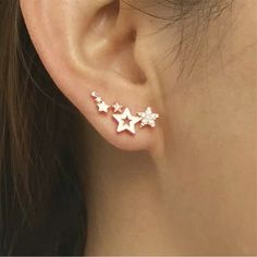 100% Brand New And High Quality. Thank You For Checking Out My Closet! Stud Fashion, Climber Earrings, Star Earrings Stud, Trendy Earrings, Zirconia Earrings, Pearl Stud Earrings, Girls Earrings, Rhinestone Earrings, Pearl Studs