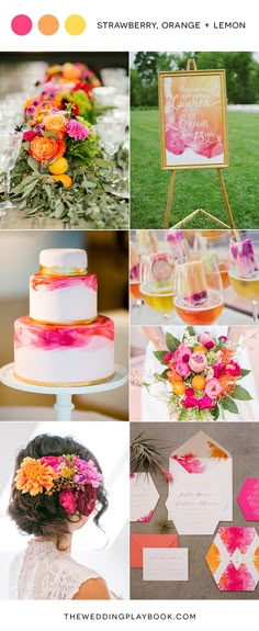 the wedding color scheme is bright and colorful